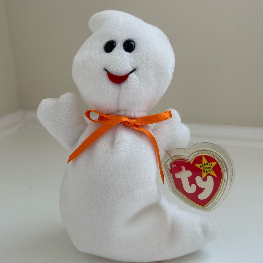 Ty Ghost Plush with Orange Ribbon